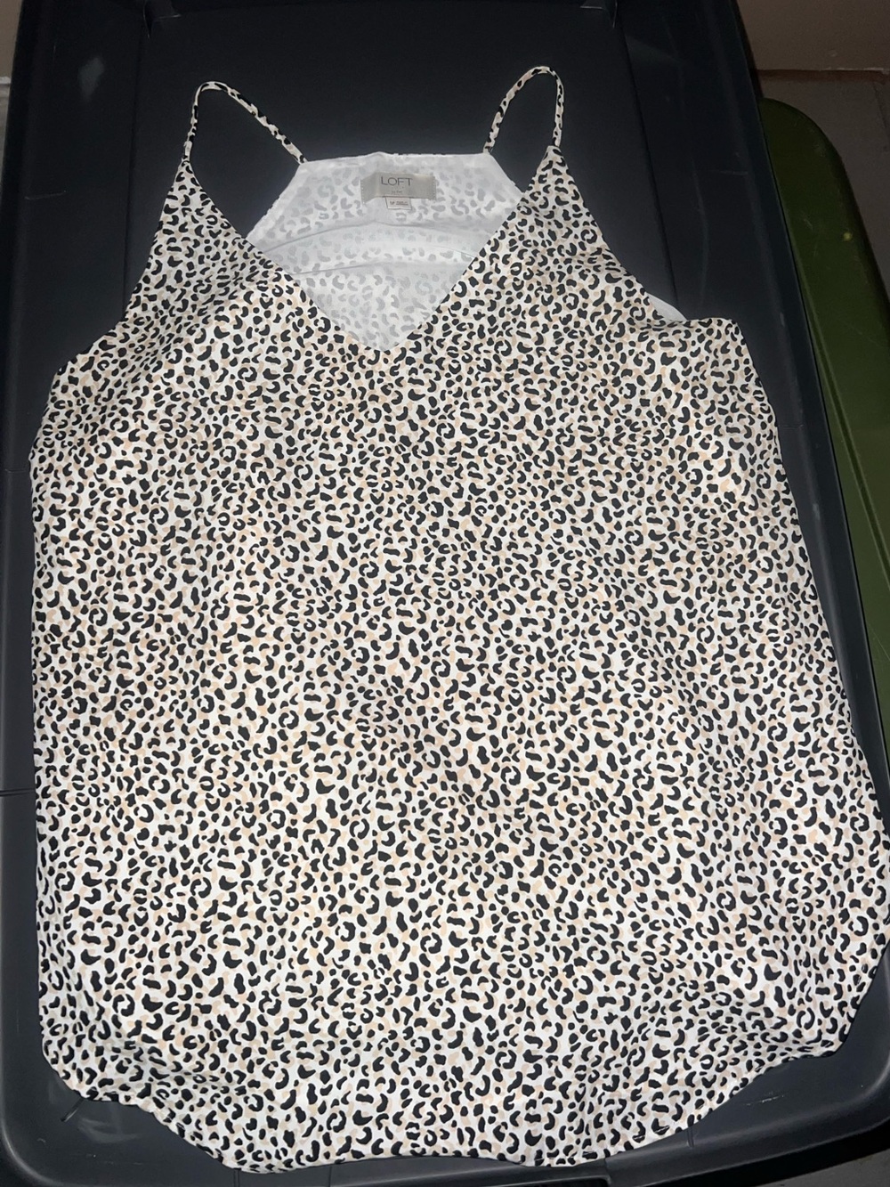 LOFT Cream and Black Leopard Print V-Neck Cami